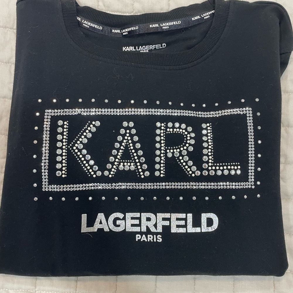 Karl Lagerfeld Black Top with Silver Embellishments